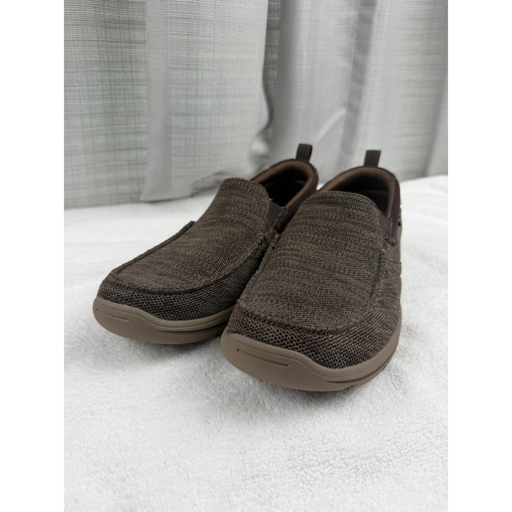 Skechers Relaxed Fit Mens 8.5 Brown Mesh Slip On Loafers 65626 Air Cooled Memory